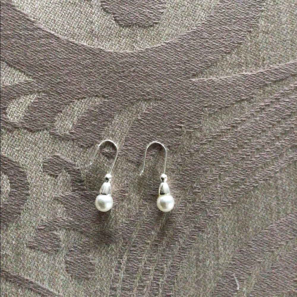 PEARL & SILVER DROP EARRINGS